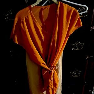 Orange Tie-Front Women's Top
